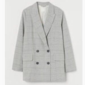 H&M light grey plaid suit